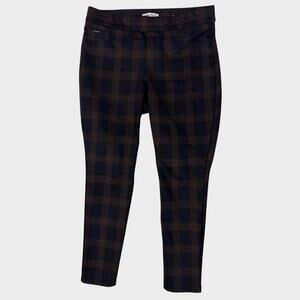 Nine West Jeans Heidi Pull On Skinny Large Brown Black Check